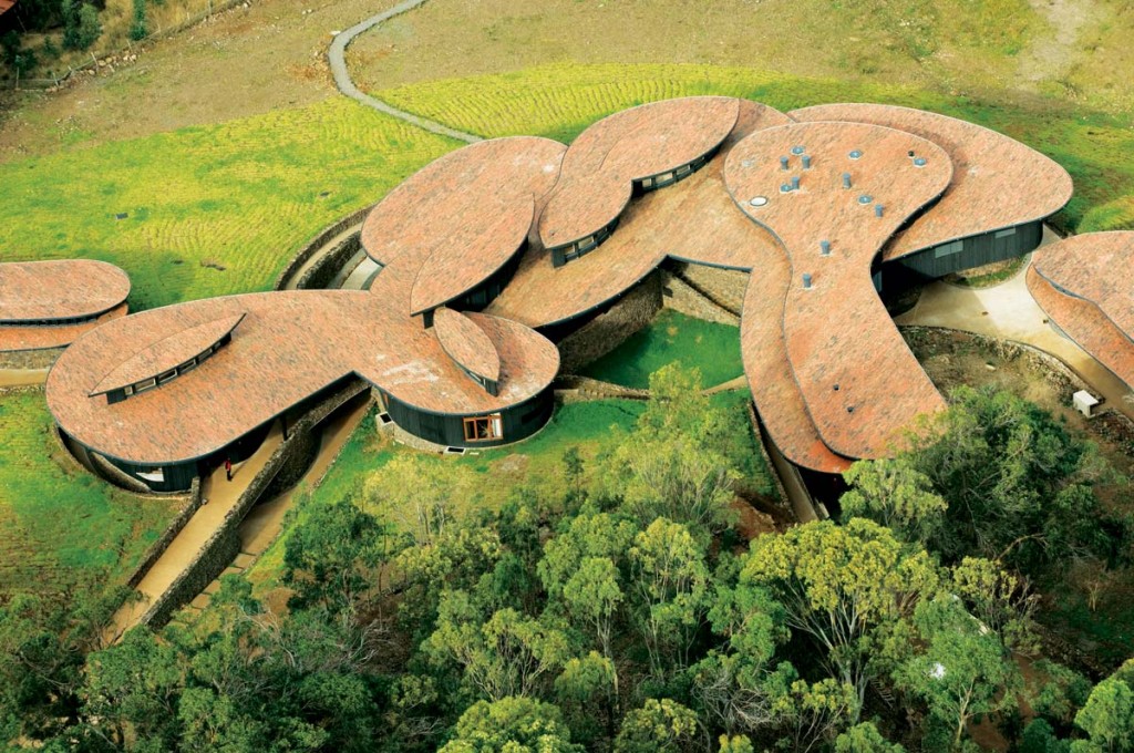 An arial view of Explora Rapa Nui.