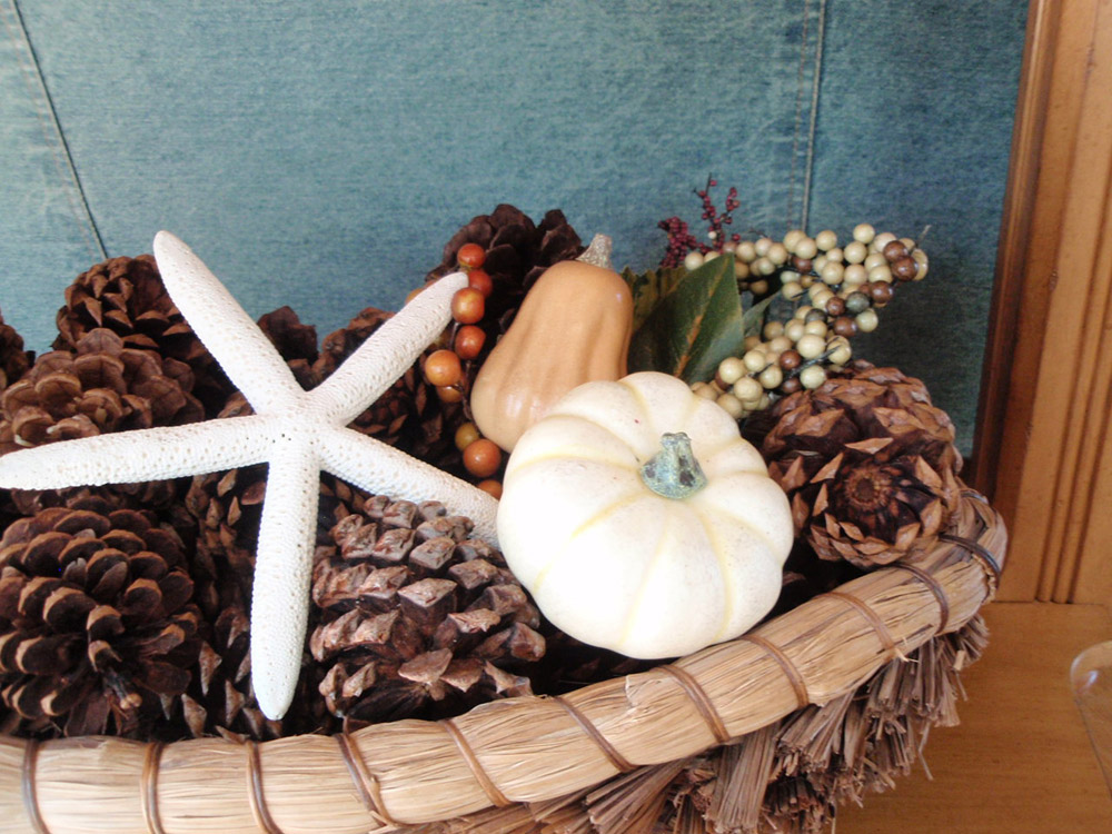 Fall decorating for the beach house basket