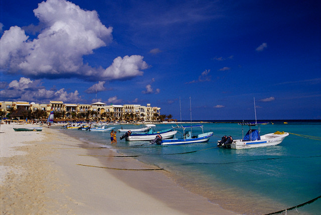 Shore line of Playa del Carmen