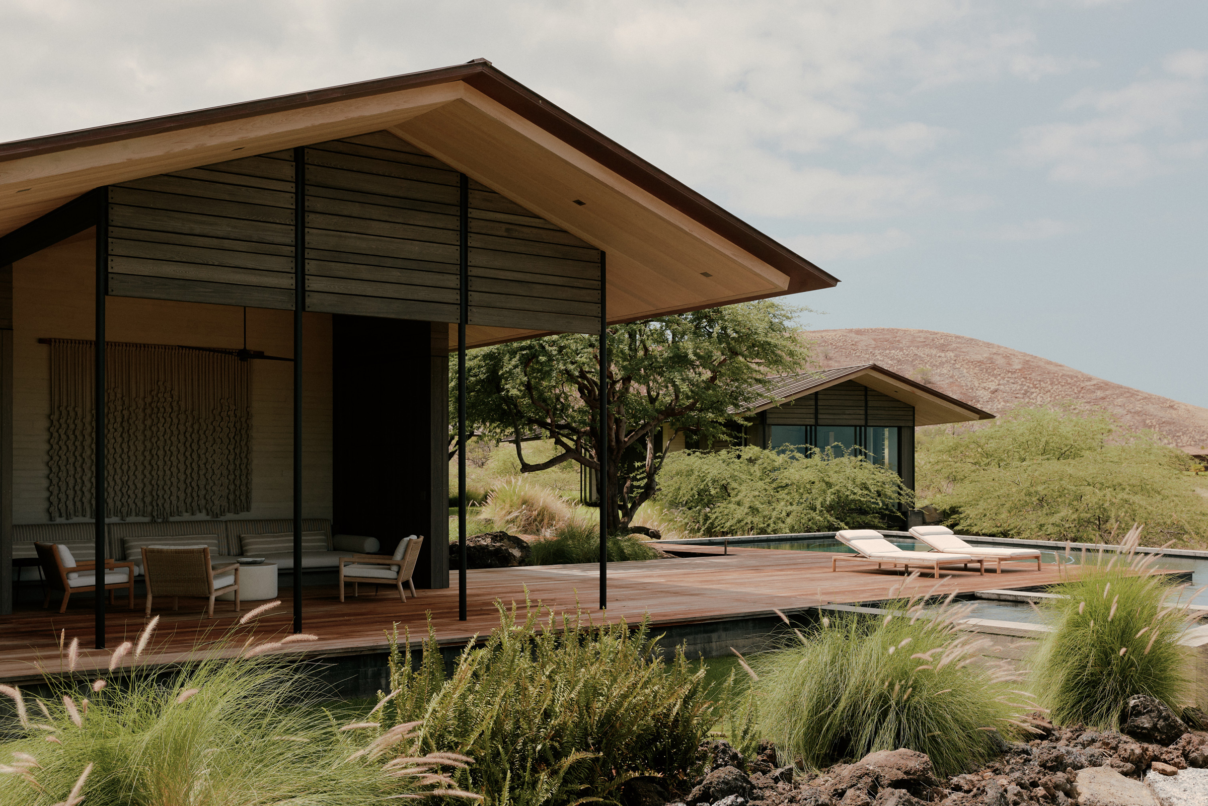 Walker Warner's Hale Mau'i residence stretches through a black lava field on Hawaii's Kona Coast