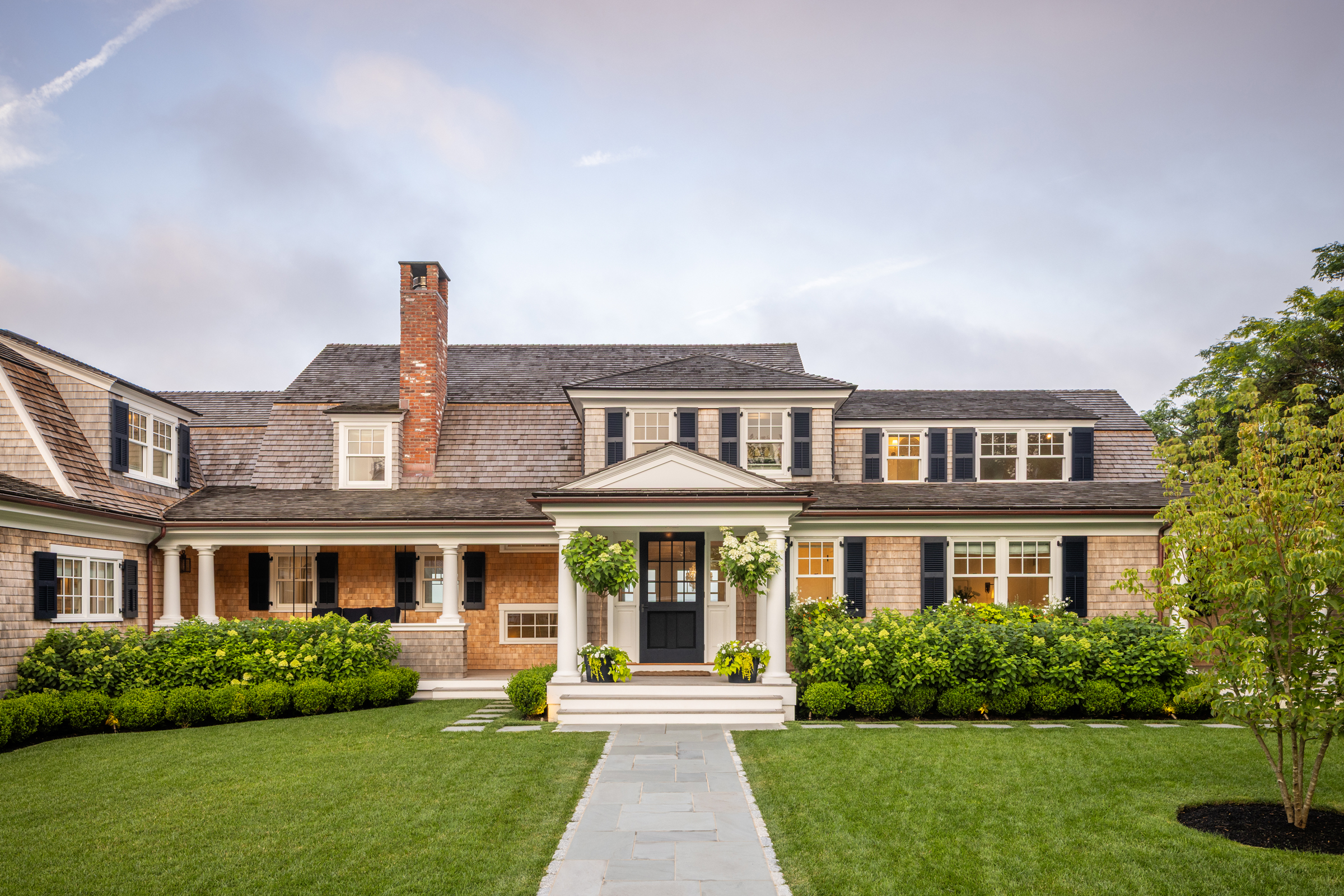 The restored and expanded circa-1900 Shingle Style house on Starbuck Neck in Edgartown